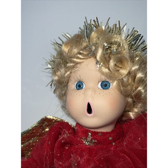 Vintage Sun Point Co. 10" Angel Porcelain Face Hands Christmas Choir Angel Sing - Picture 4 of 5